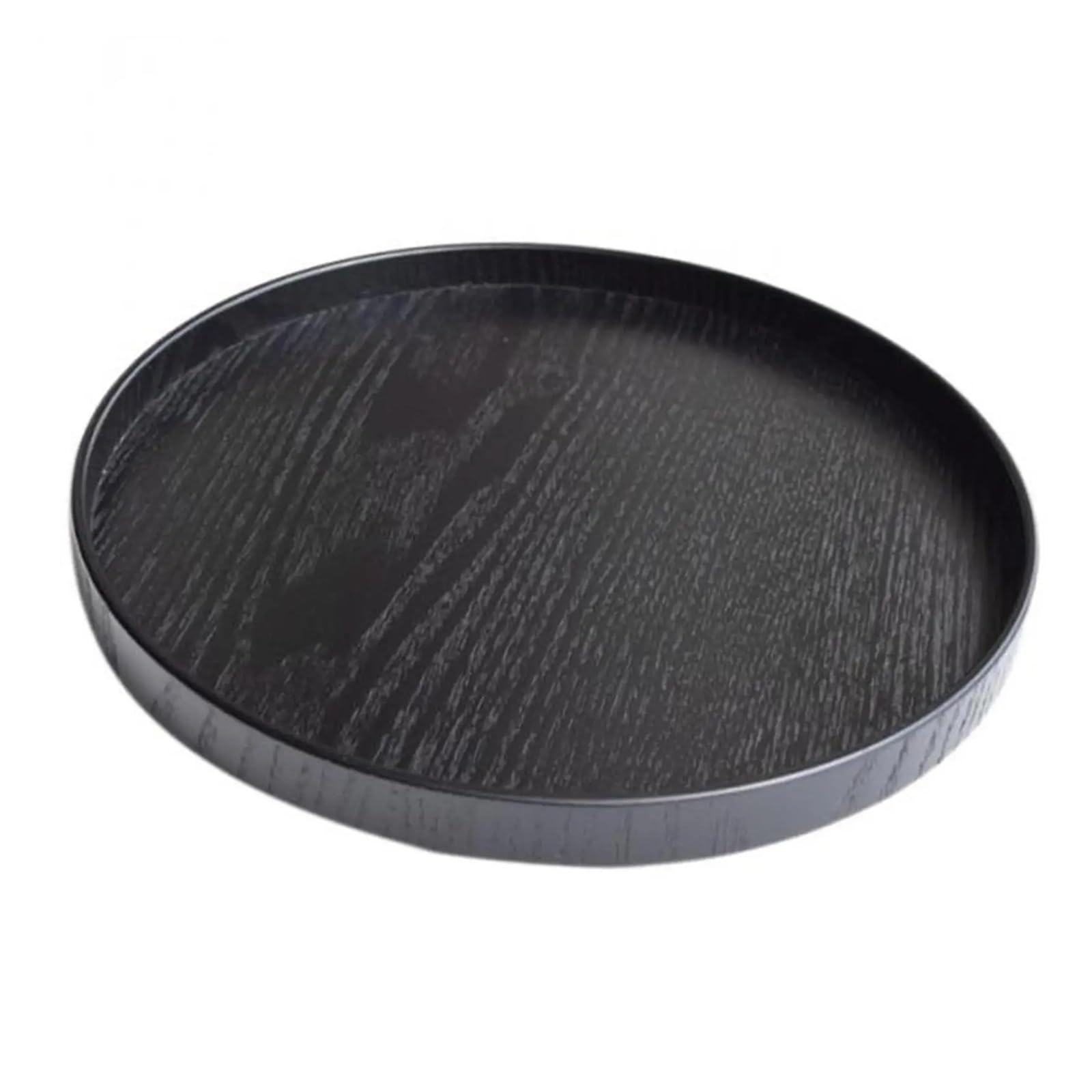 Prettiee Handmade Black Wooden Round Serving Tray 24cm Slish Home Decor Perfect for Entertaining Parties Gatherings Bedroom Accessory 4 Designs (24cm)