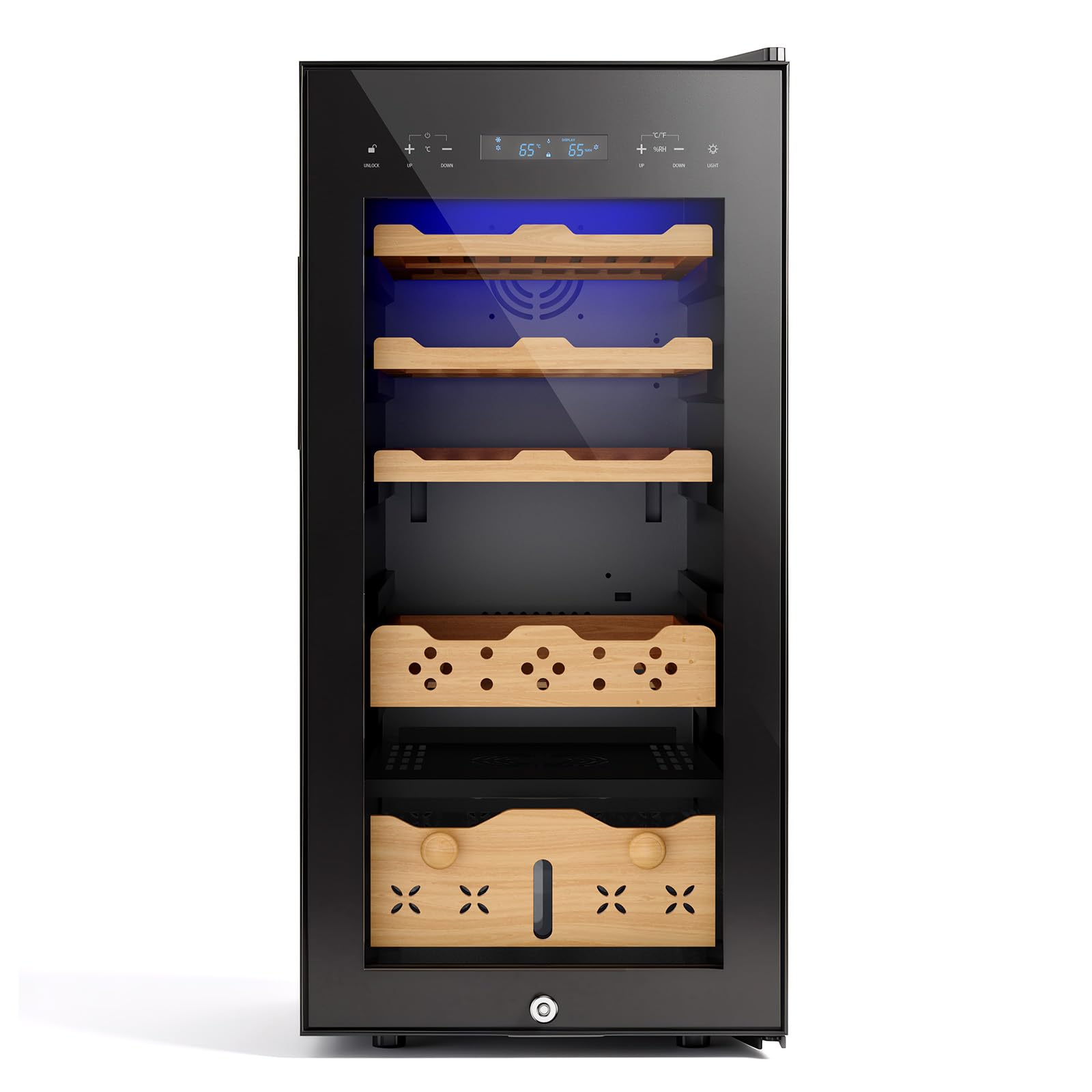 86L Electric Humidor, Stainless Steel Humidor Cabinet with Powerful Compressor Cooling, Dual Temp &amp; Humidity Control,Touchscreen LED Display with Blue Light &amp; Security Lock, Holds Up to 700 Pieces