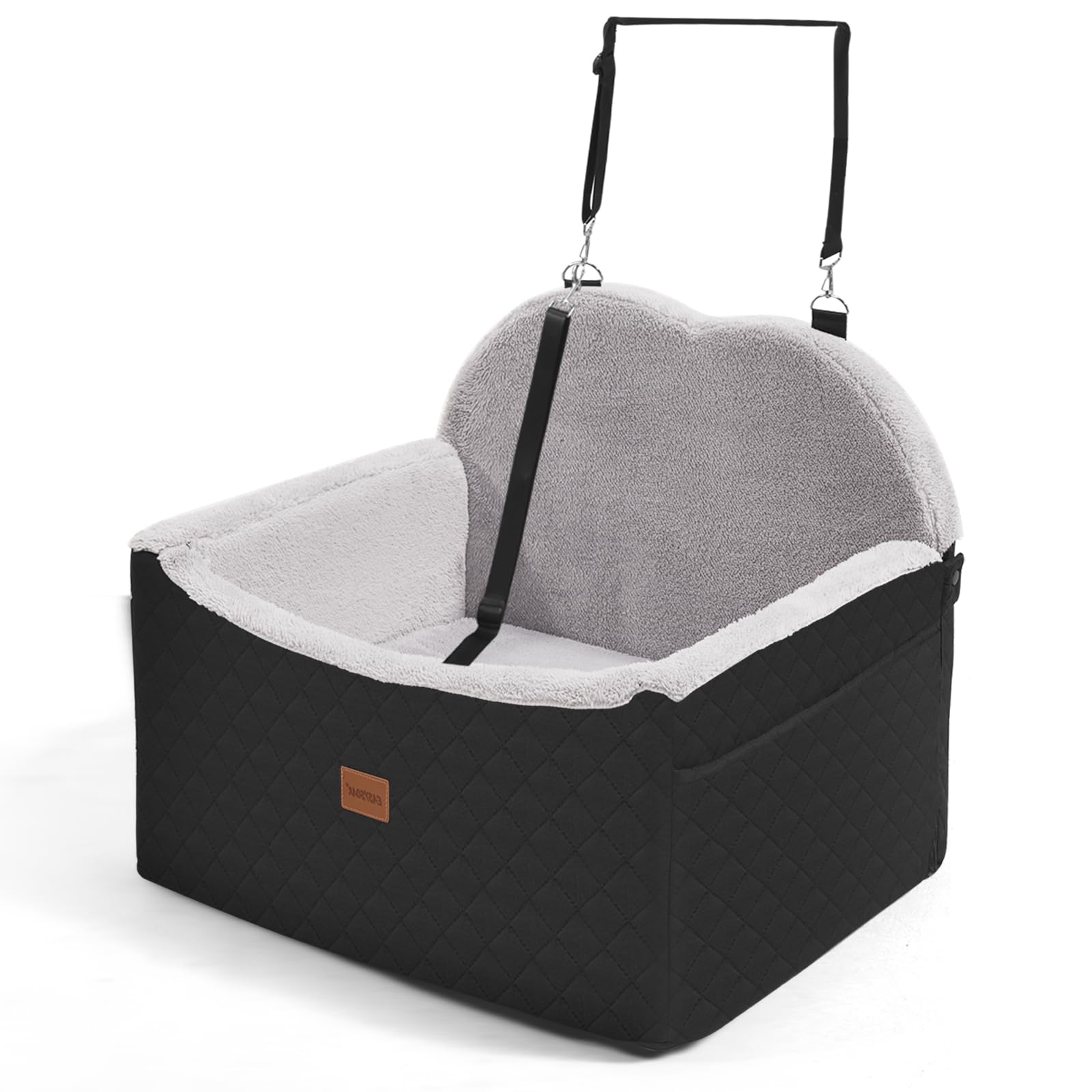 WarmInsula Dog Car Seats for Small Dogs, Detachable Dog Booster Car Seat with Storage Pockets Safety Belt, Pet Booster Cushion for Medium Dogs, Foldable Pet Sofa Cushion & Travel Bed