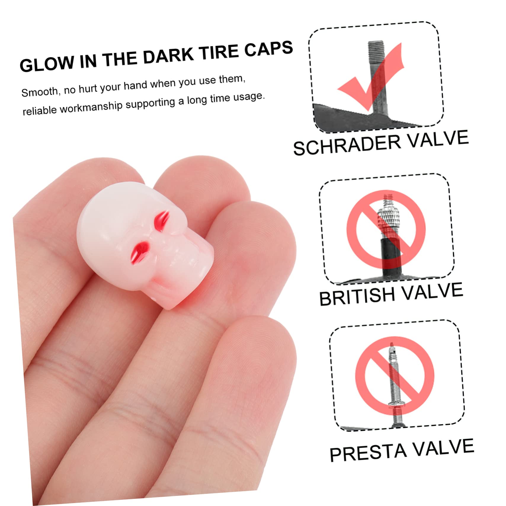 SOLUSTRE 160pezzi Tappi Valvola Fluorescenti Forma Di Teschio Per Auto Biciclette Facili Da Installare Design Unico e Durevoli Accessori Per Decorazione Veicoli