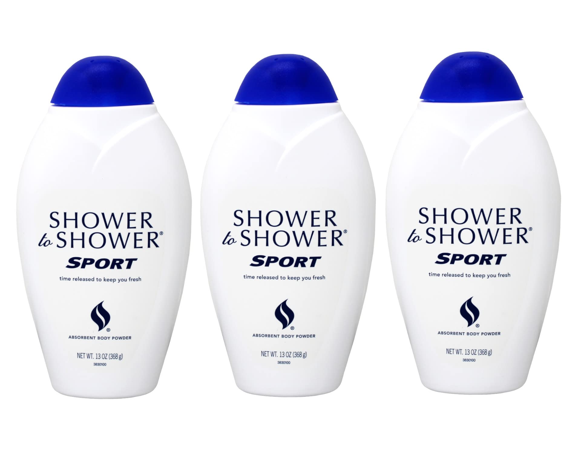 Shower to Shower Absorbent Body Powder, Sport, 13-Ounce Bottles (Pack of 3)