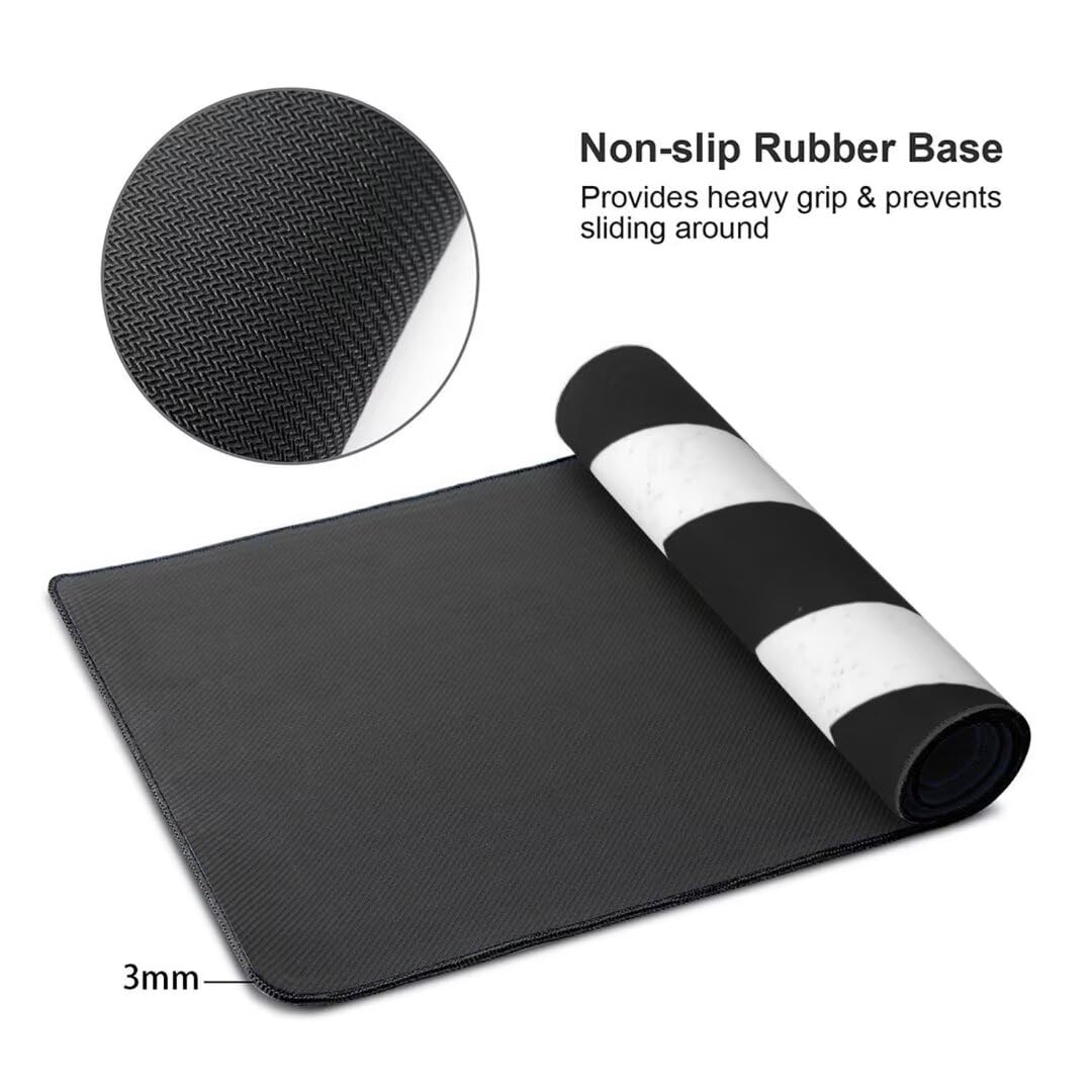 Alfombrilla de ratón 1400x600x3 MM, Alfombrilla Ratón XXL Extendida de Gran Tamaño con Bordes Cosidos, Base de Goma Antideslizante Almohadilla para Teclado, Geometría en Blanco y Negro S-4667