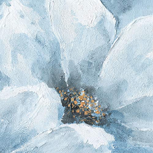 Yidepot Magnolia Flower Picture Wall Decor: Blue And White Flower Canvas Wall Art For Bedroom Floral Painting Frame Ready To Hang (12"X16"X3 Panels) #TOP2