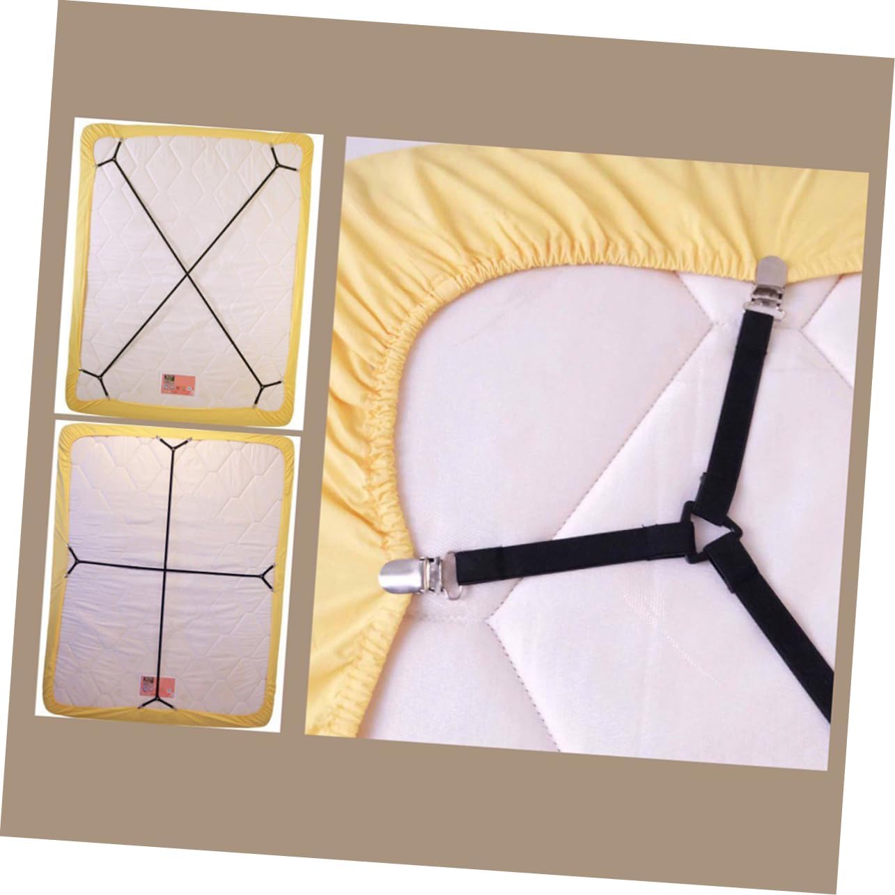 2pcs Elasticized Bed Sheet Fasteners Multifunctional -Skid Clasp for Bedspreads and Tablecloths Black Clips for Fitted Flat Easy to Use and Install Fit for All Bed Types