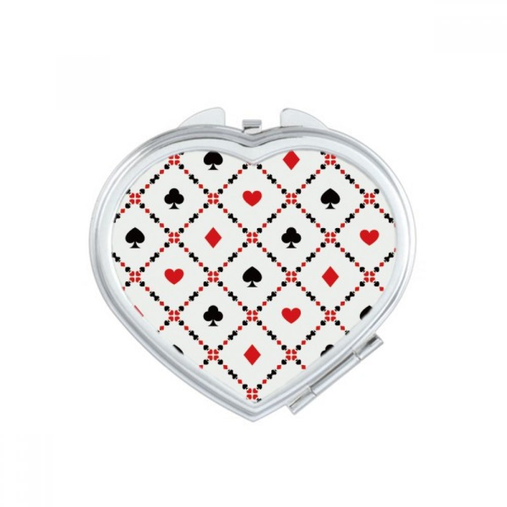 Miroir de poche à la main cartes à jouer jeux d'argent motif cœur miroir compact mignon