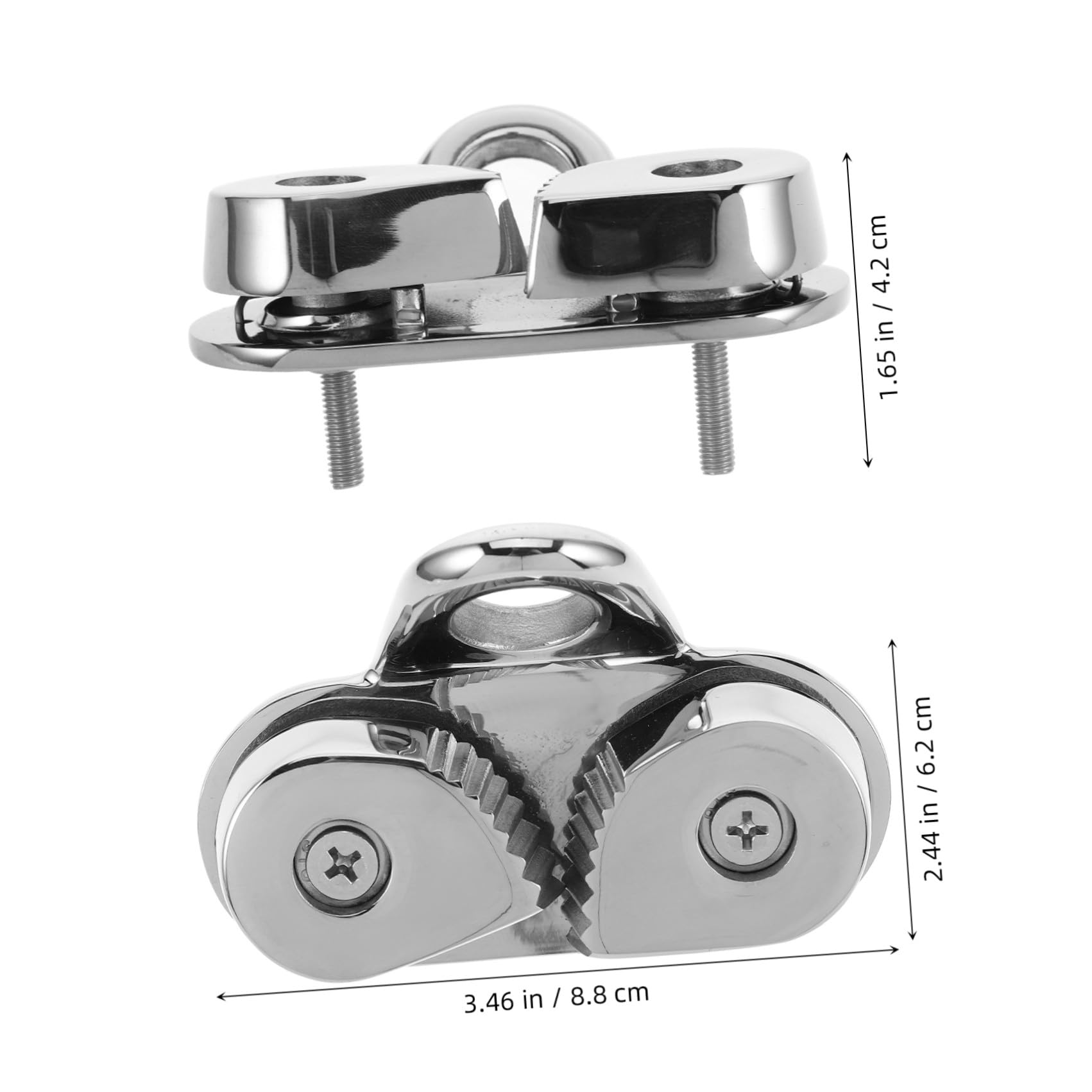 SHINEOFI 2 Pezzi Clam Cleat a Camma per Corda per Yacht e Vele in Acciaio | Guida Filo, Due Viti Autofilettanti Incluse, Argento, per Equipaggio su Imbarcazioni
