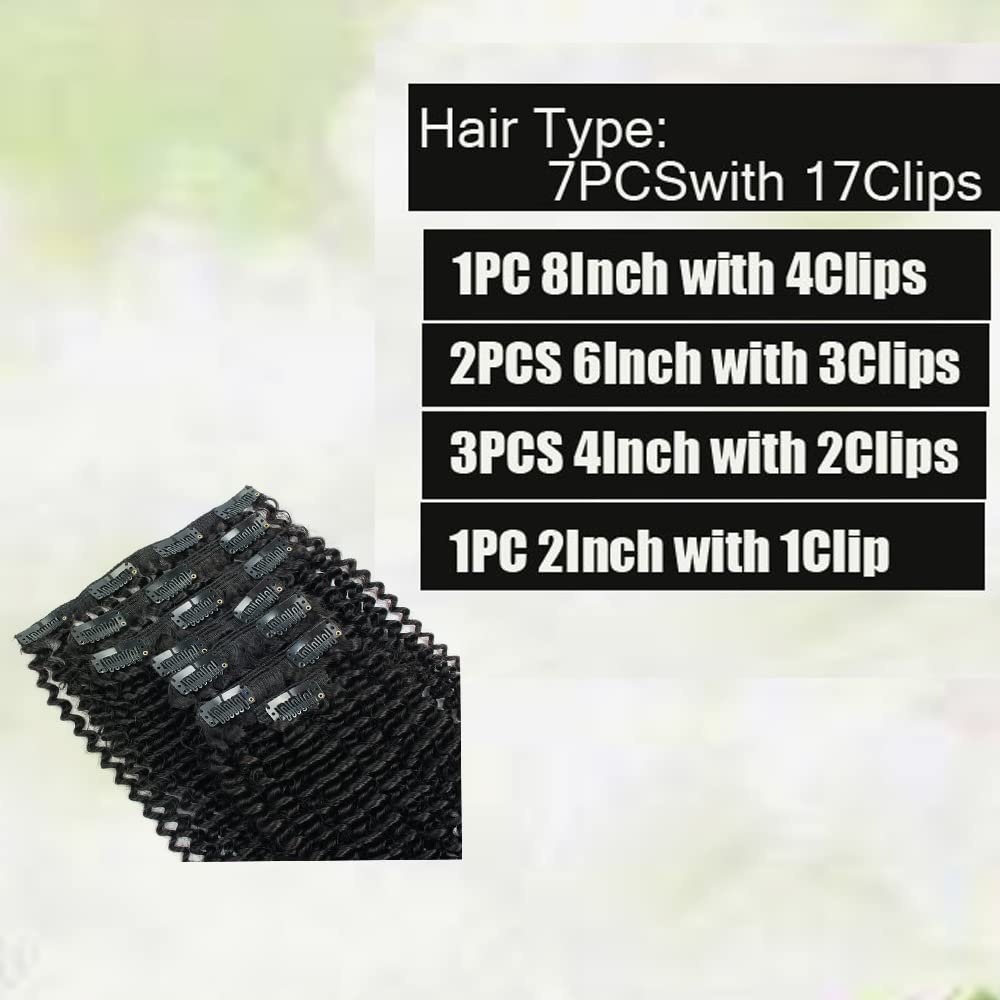 Afro Curly Clip ins 3C 4A, Clip in Hair Extensions Human Hair, Natural Real Hair Clip Ins For Black Women Double Weft 3C 4A Natural Black #1B Curly Clips 7PCS 120g 16Inch 2-3Packs For Full Head