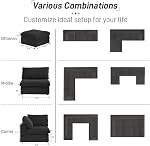 Cloud Couch Modular Sectional Sofa,196inch U-Shaped Sectional Sofa with Storage Ottomans,Oversized Down Filled Convertible 9 Seater Linen Living Room Sets, Covers Washable&Replaceable,Black