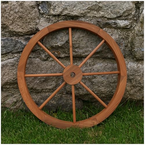 HTI living Wagenrad aus Fichtenholz Ø 60 cm rustikale Gartendeko Dekoration Holz