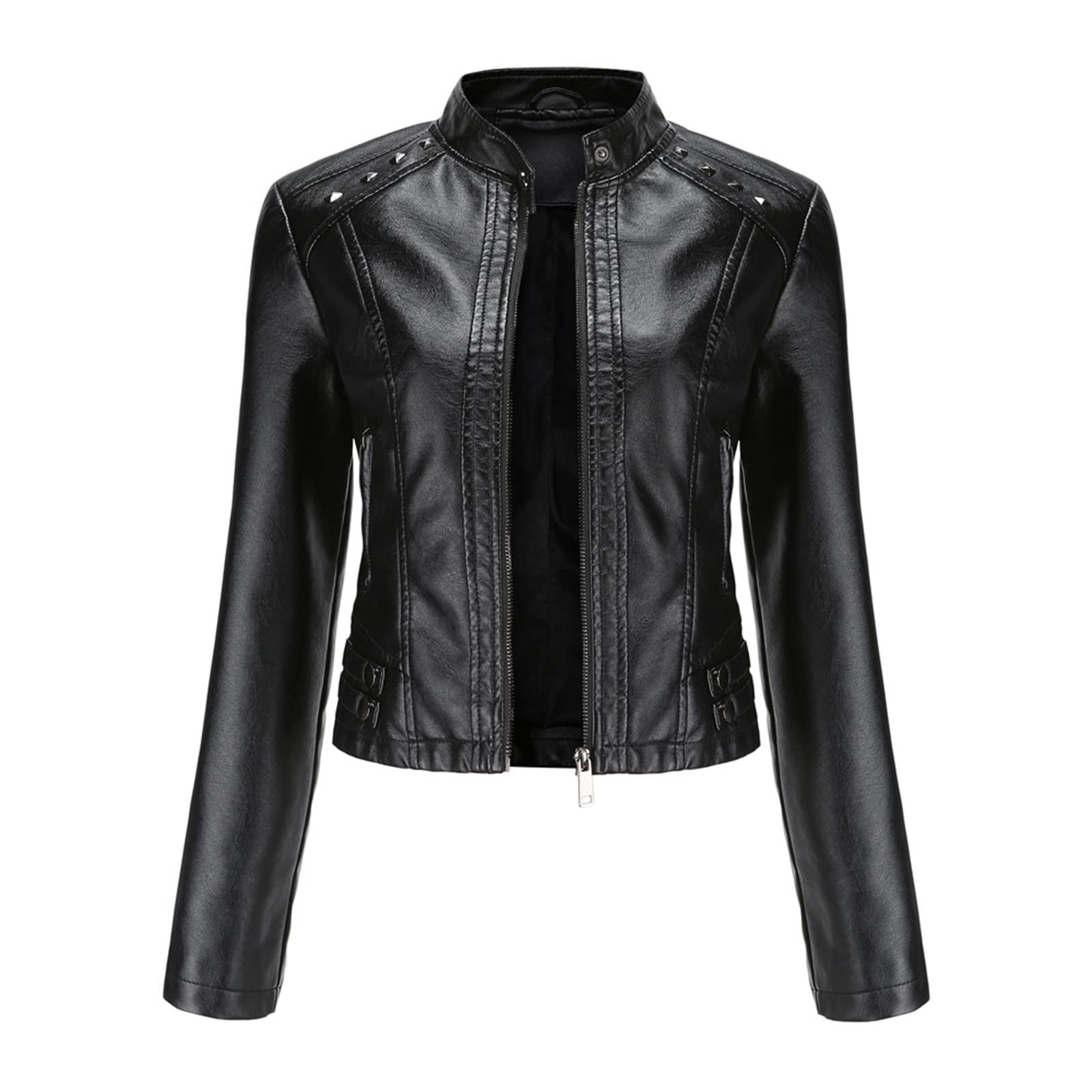 Short Leather Jacket Womens, Lightweight Punk Short Coat
