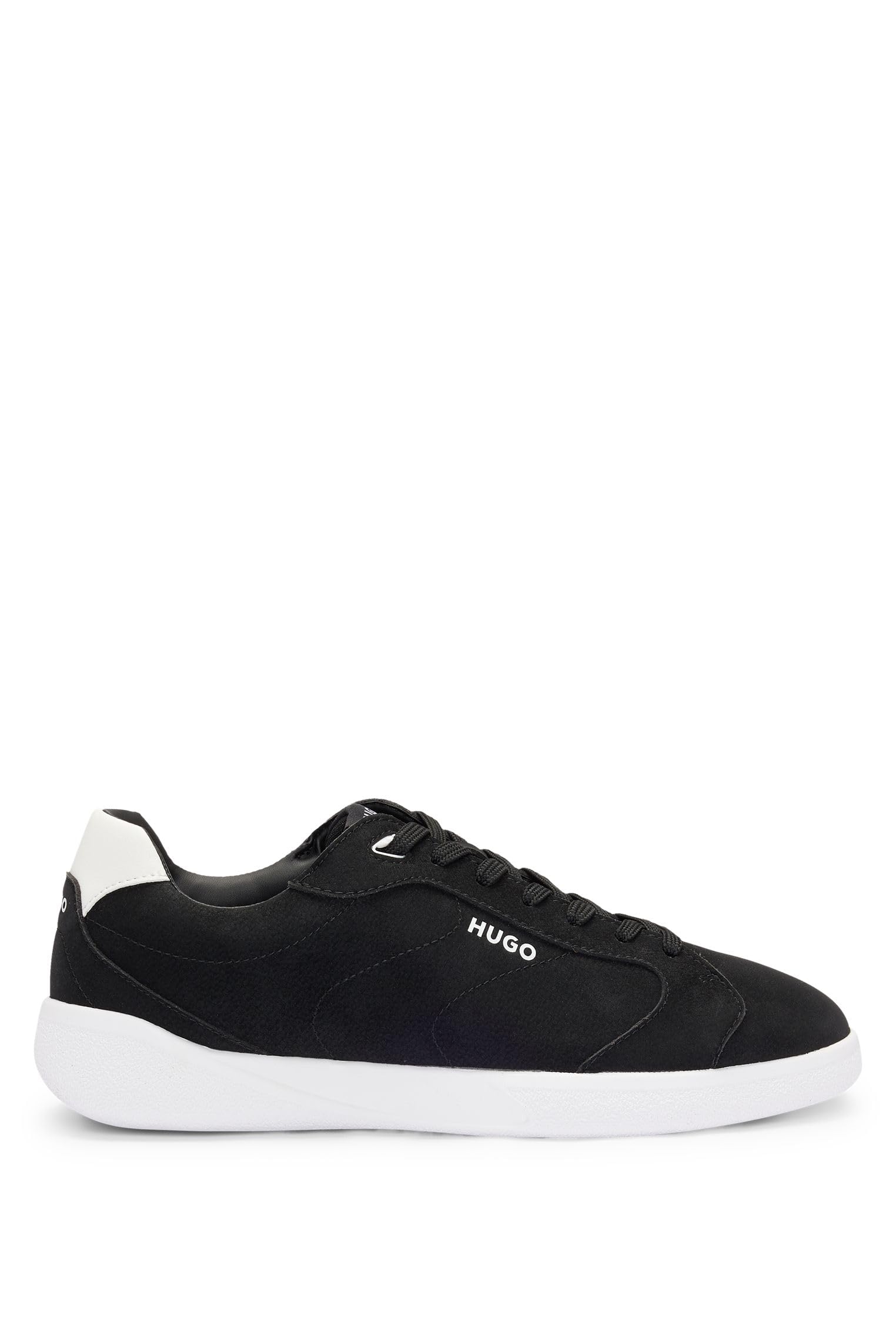 HUGO Mens Riven Tenn Logo-Detail Trainers in Faux Leather Size 12 Black