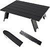Small Folding Camping Table, Aluminum Portable Lightweight Camping Beach Table, Mini Foldable Micro Collapsible Compact Side Table for Picnic Outdoor Hiking Beach Travel BBQ Fishing (Black)