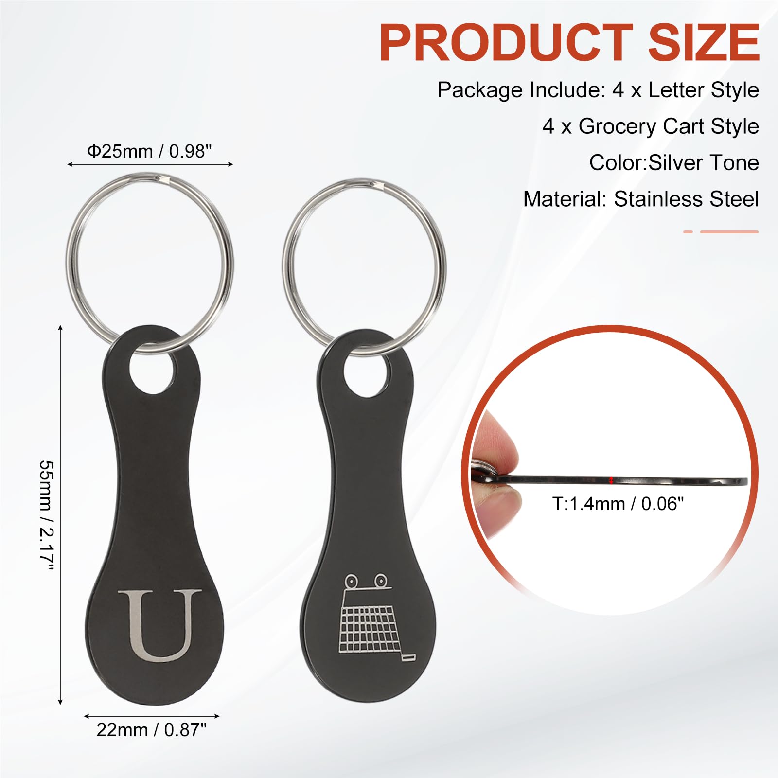 PATIKIL 8 Pcs Stainless Steel Shopping Trolley Token - Image 2
