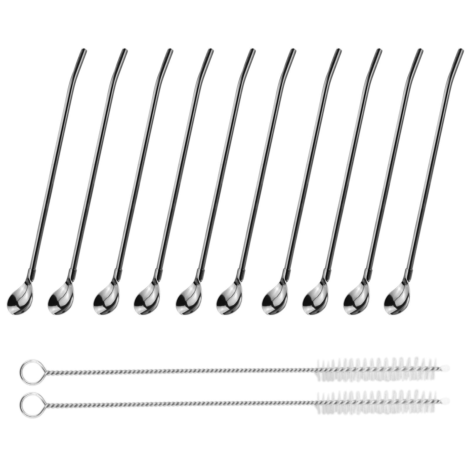 Pailles Réutilisables En Acier Inoxydable 304 - Lot De 6 (droites Et Courbées) Avec 1 Brosse Nettoyage Et 3 Couvercles
