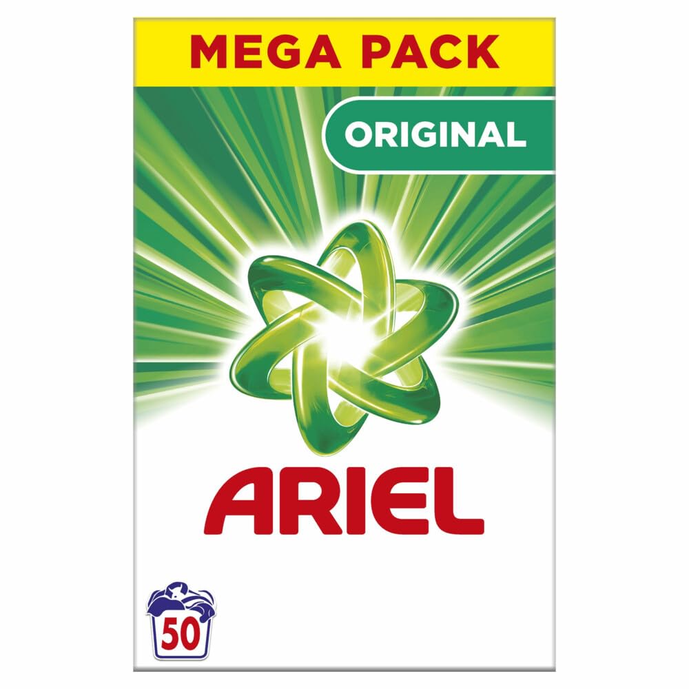 Ariel Lessive Poudre Détergent 3kg 50 Lavages, Couleur, Soins de Couleur Supplémentaires Avec Technologie Anti-Résidu