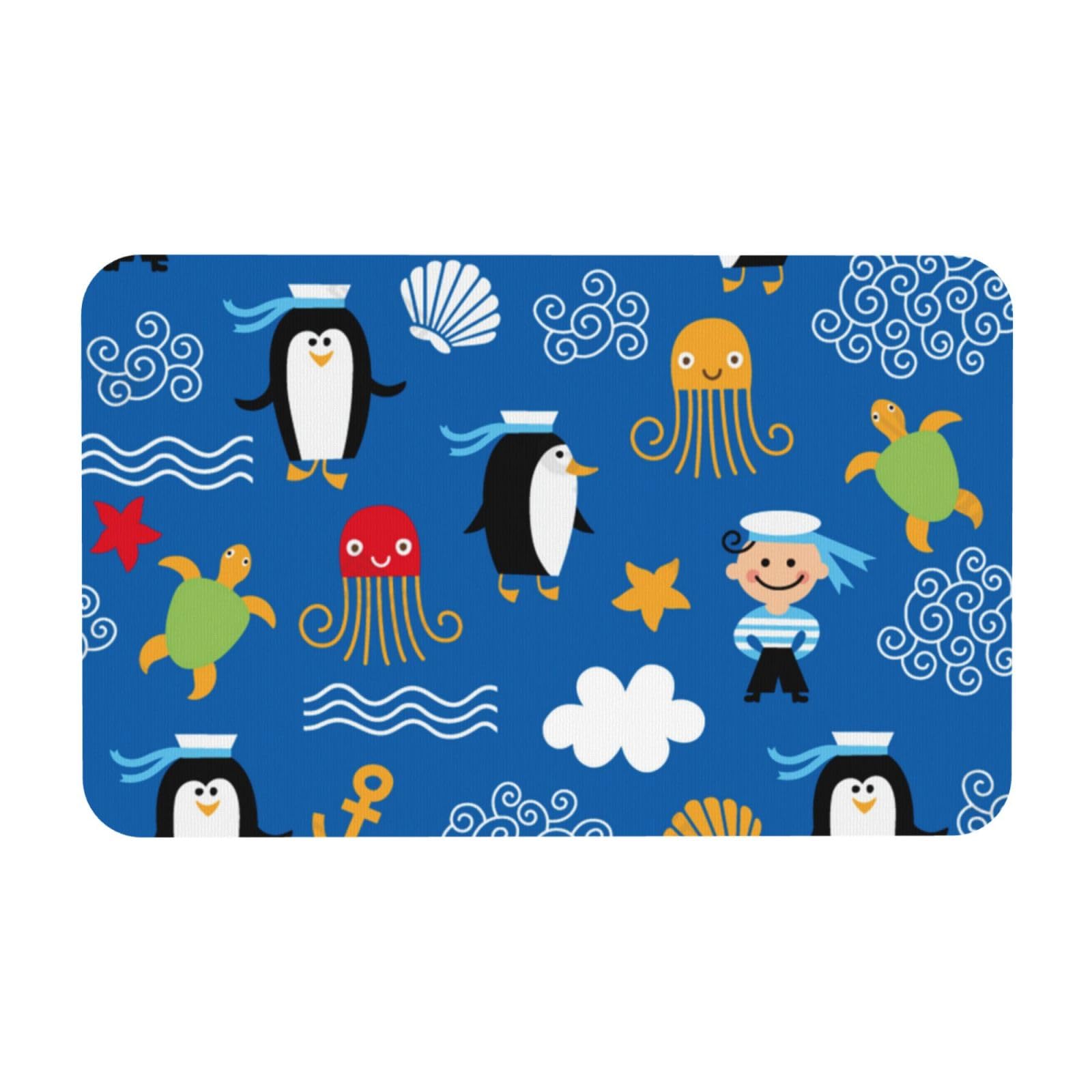 Tapis de sol en diatomite pour cuisine et douche au motif pingouin mignon
