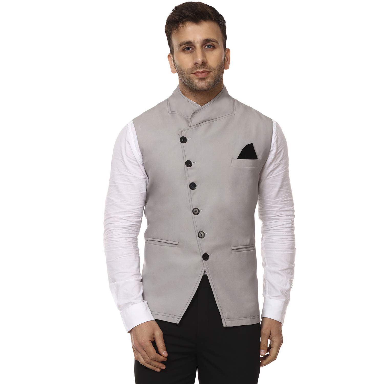 veera paridhaan Plain Chinese Collar Sleeveless Cotton Poly Nehru Jacket-picture-48