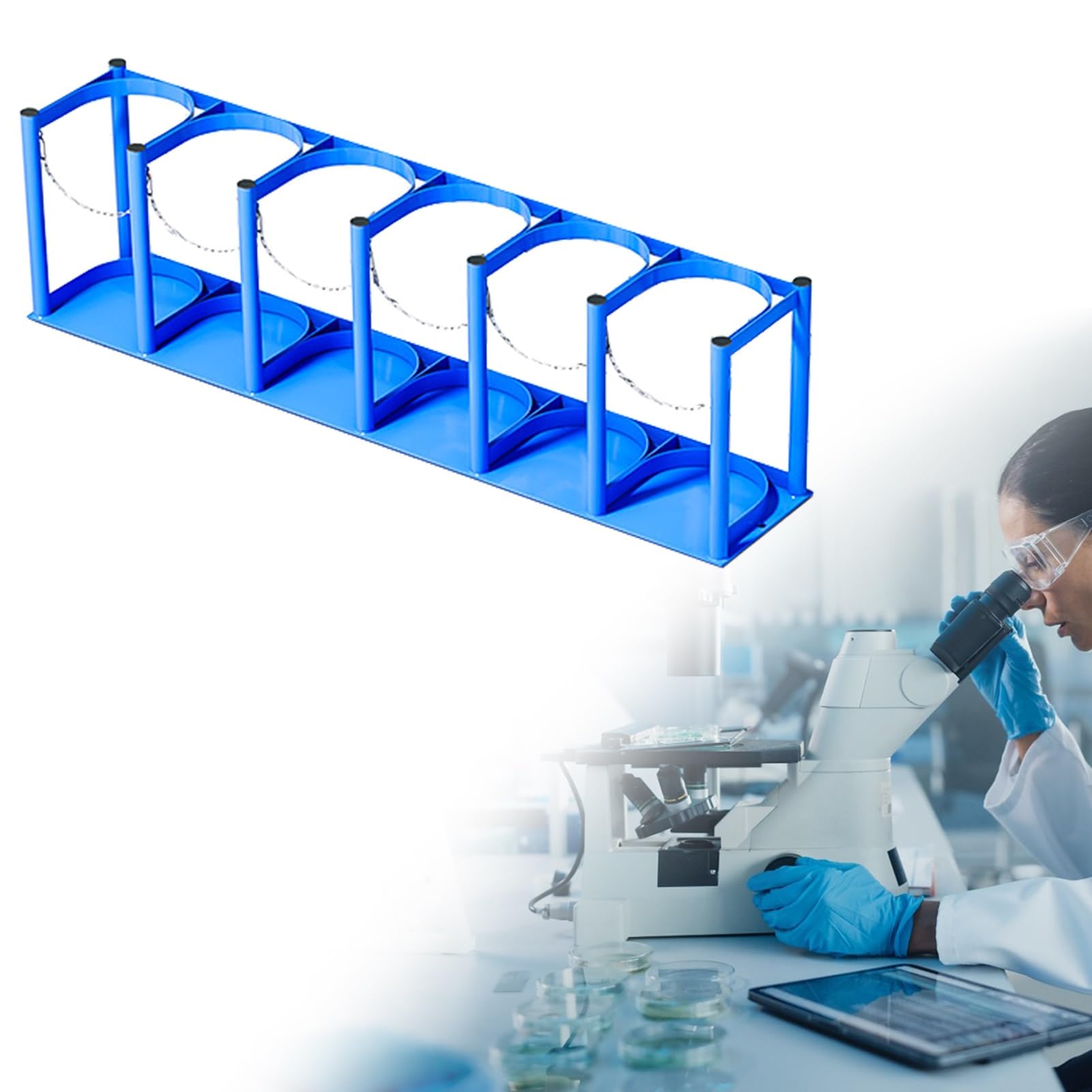 GHHVFEC Oxygen cylinder rack,Oxygen Tank Holder for Laboratories - MJDREll 4-5L Oxygen Cylinder Rack with Pre-drilled Holes, Sturdy Gas Cylinder Stand Without Wheels (L-111cm/43.75")