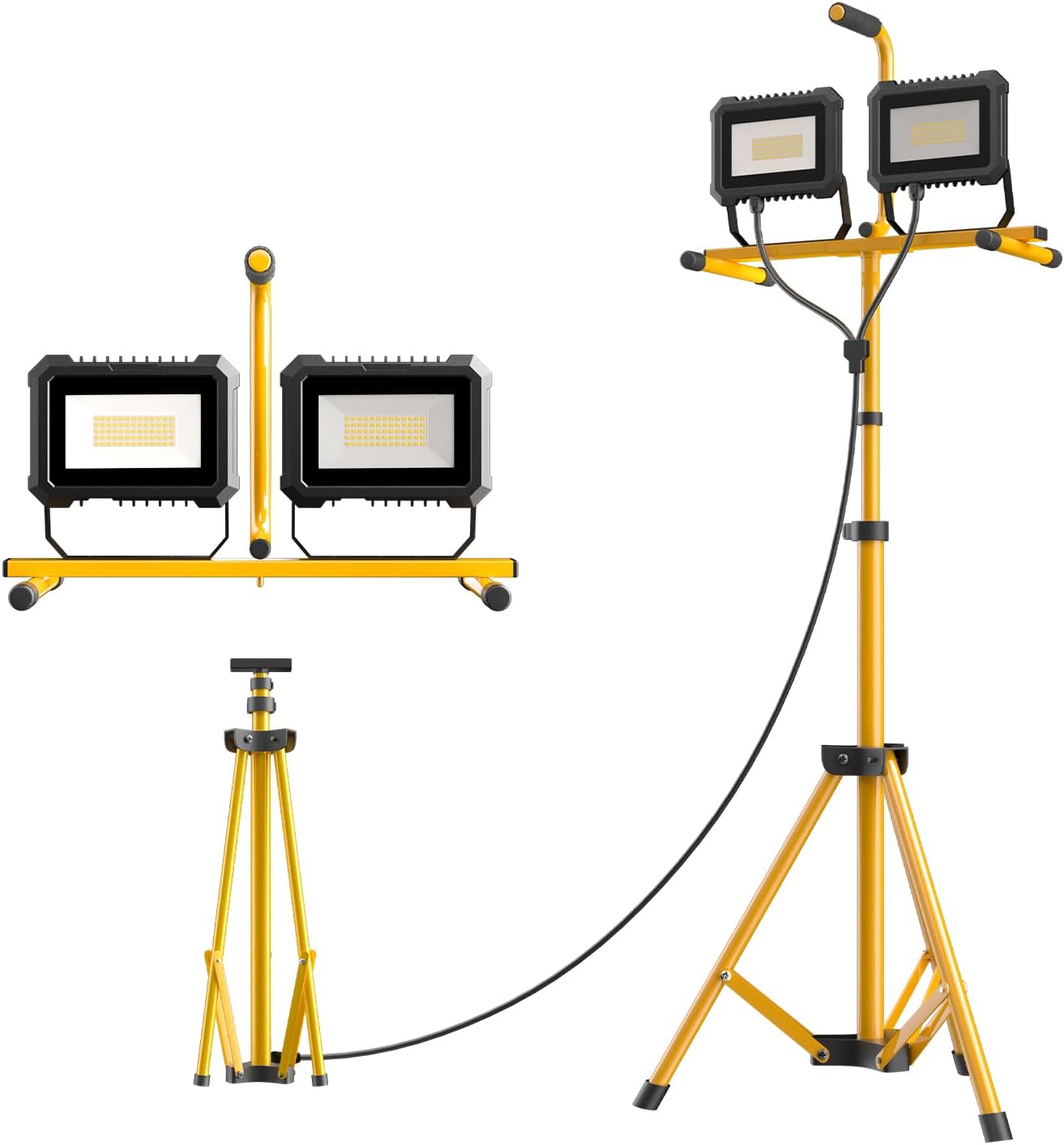 Photo 1 of  LED Work Light with Stand, 10000 Lumen 2 Head Portable Work Lights on Stand, with Adjustable and Foldable Tripod Stand, Waterproof Work Light with Individual Switch for Construction Job Site Workshop