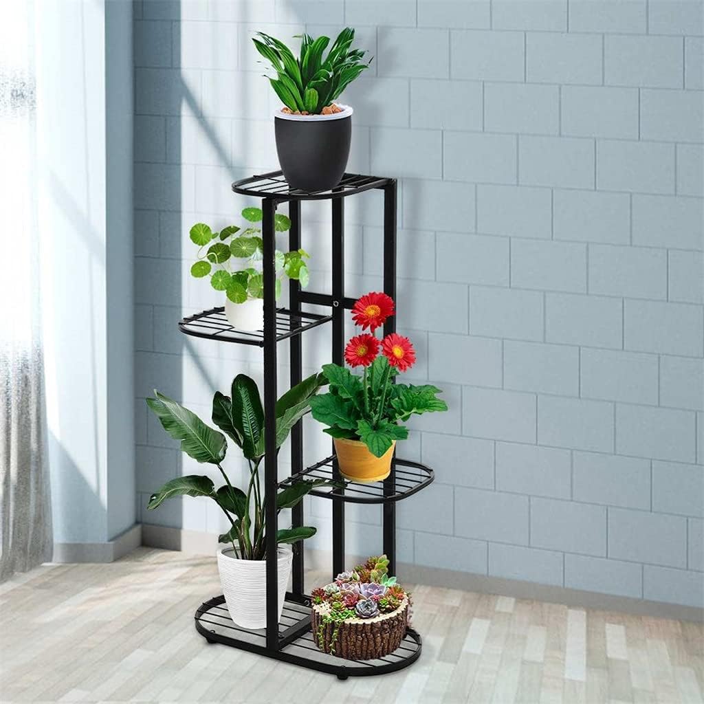 4 Tier 5 Potted Plant Stand Iron Flower Plant Stand Rack Multiple Flower Pot Holder Organizer Display(D)