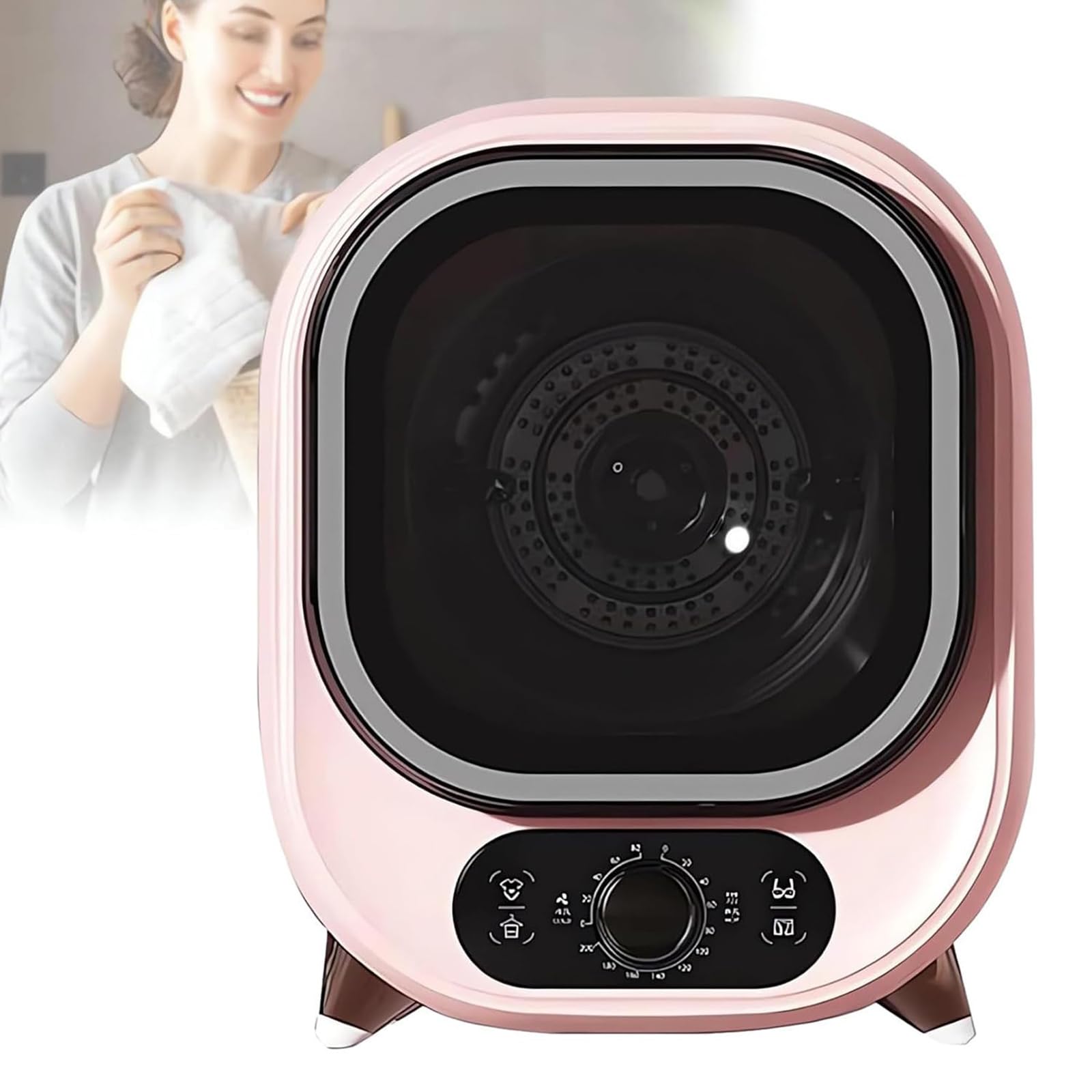 Secadora de Ropa Pequeña, Mini Secadora de Condensación Portátil de 0,8 kg, Secadora Compacta para Apartamentos, Montaje en Pared o Encimera(Pink)