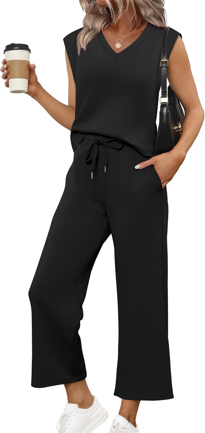 SAMPEEL Two Piece Sets for Women Summer Vacation Travel Outfits Business Casual Outfits Matching Sets Women Clothing