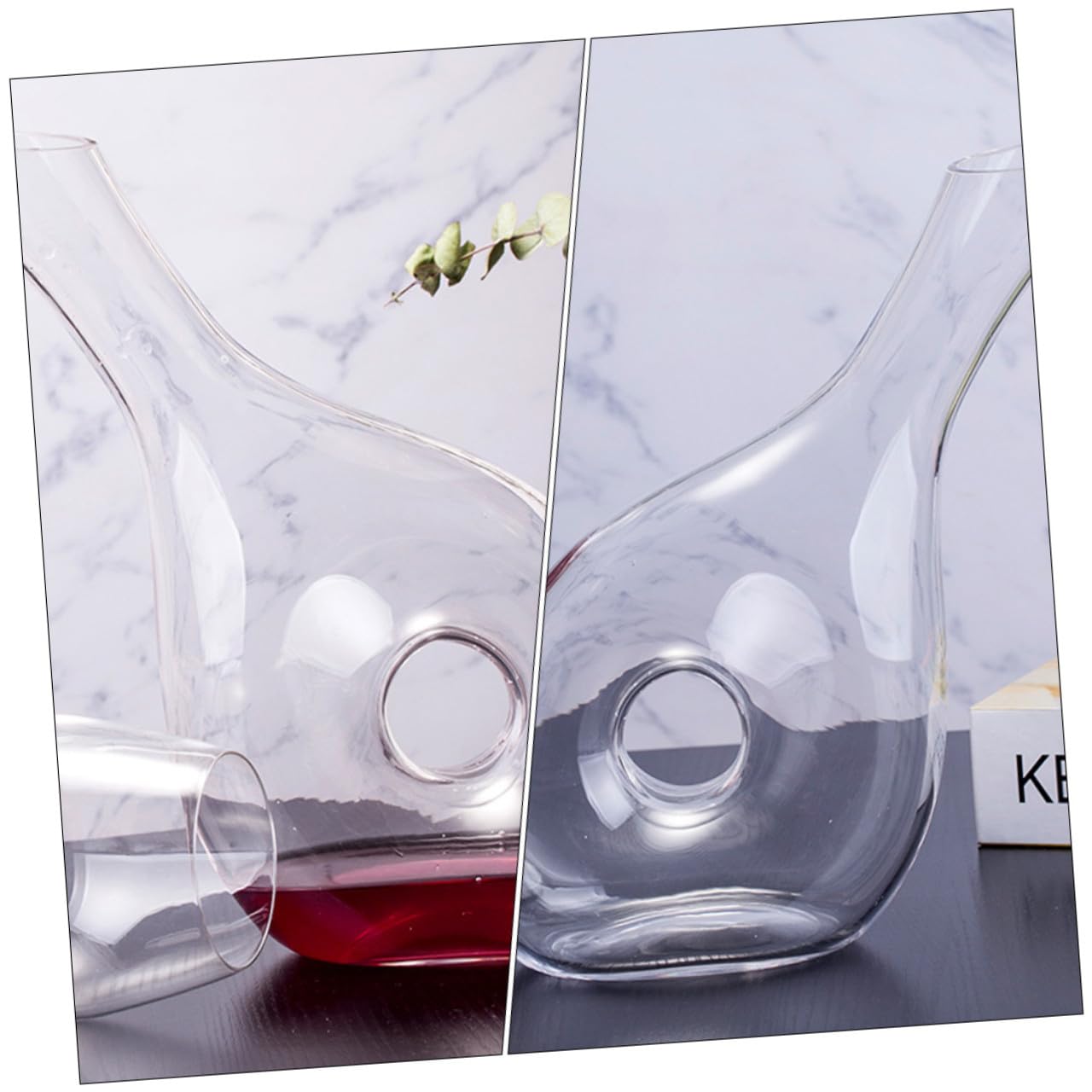 MAGICLULU Kreativer Weinausgießer aus Glas mit Belüftung zur Geschmacksverbesserung Flachem Boden und Eleganter Form für Zuhause und Besondere Anlässe