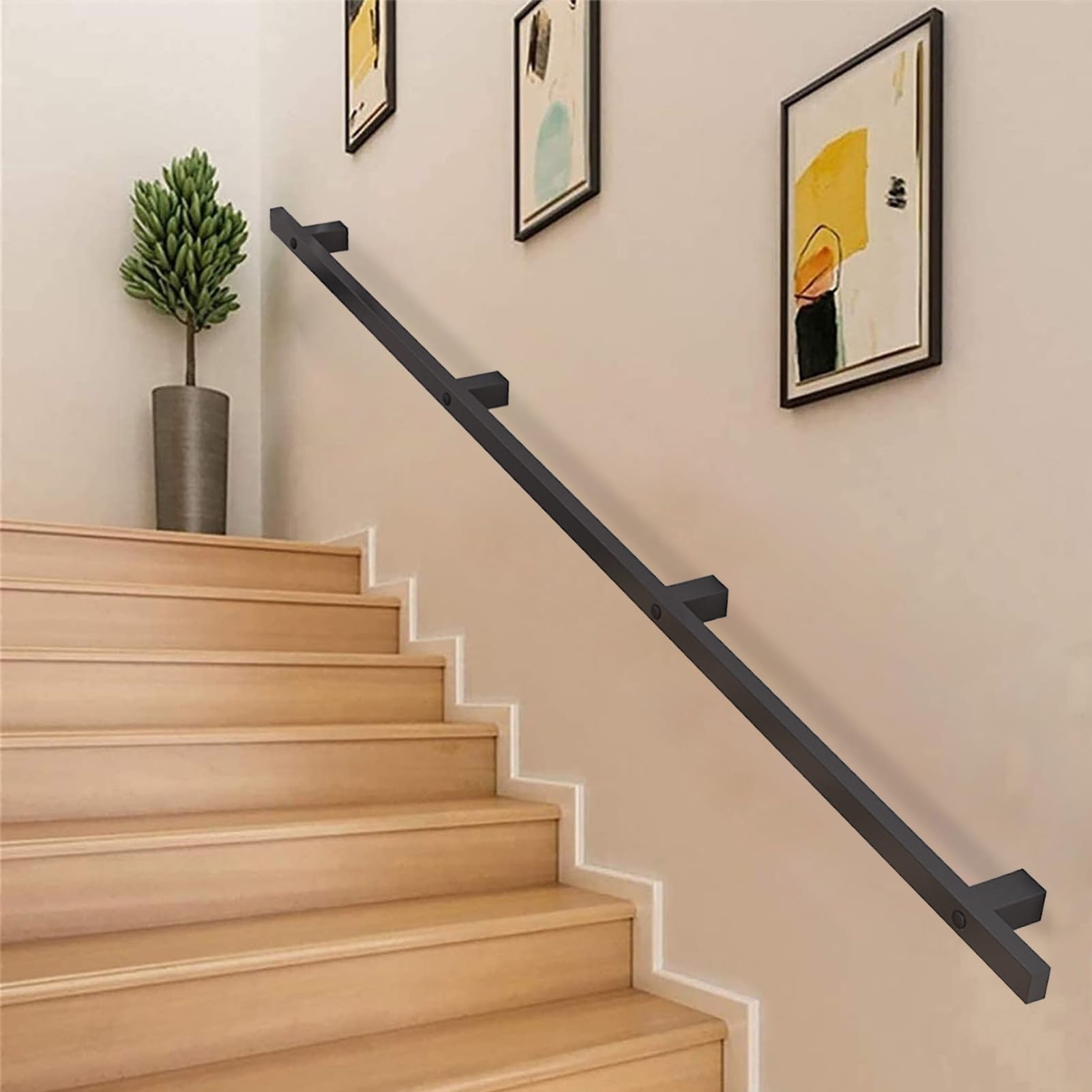 Barre d'appui de sécurité d'escalier noir mat avec kit complet de montage