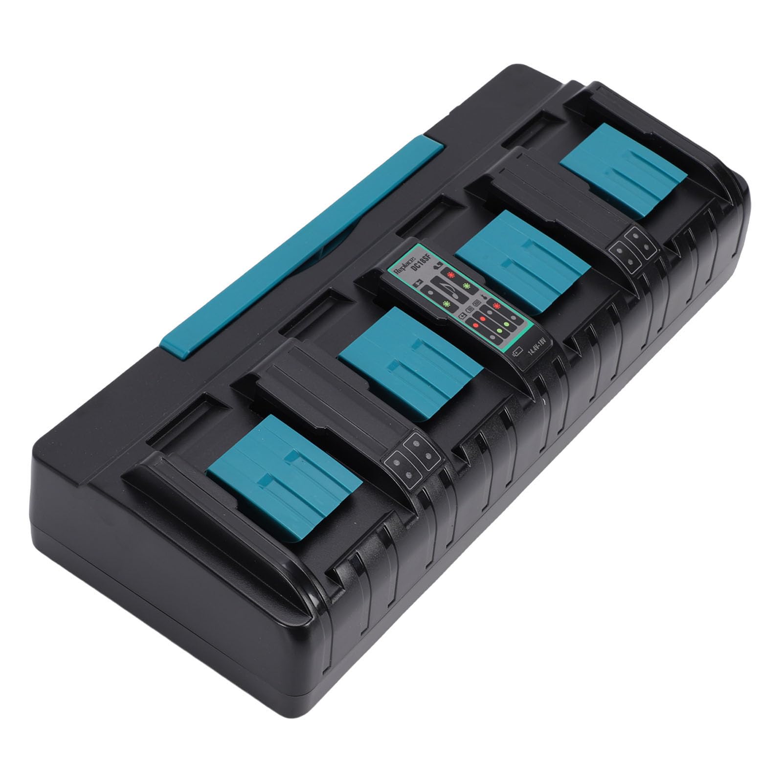 FTVOGUE Estación de Carga Rápida para Baterías de Litio de 4 Puertos y 3 A, Fabricada en ABS PC Ignífuga con de Ventilación para Baterías BL1430, BL1820, BL1830 y BL1850. (Enchufe de la UE)