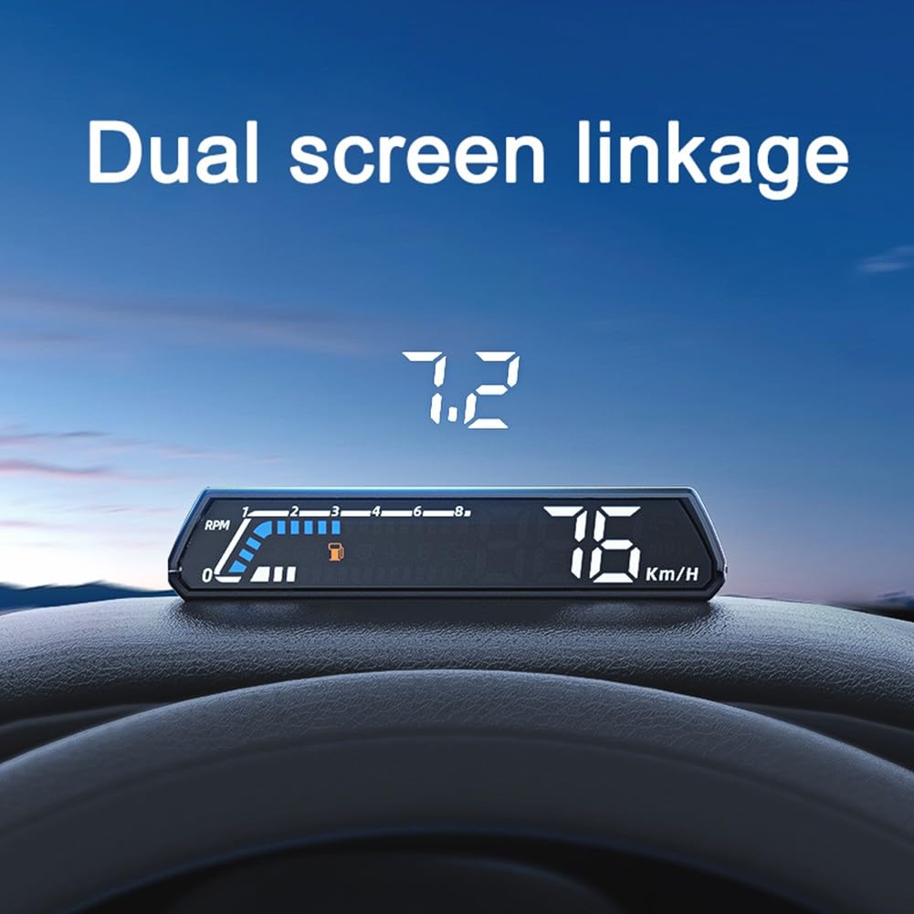 SPORTARC HUD placed on a car dashboard, showing projected display