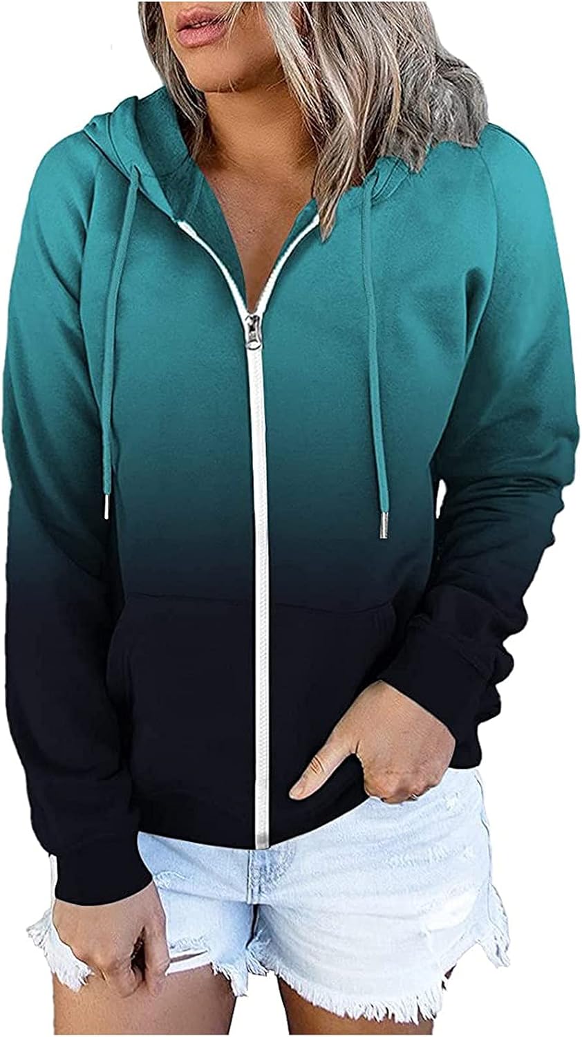 Womens Hoodies with Zipper Casual Long Sleeve Hooded Jacket with Pockets Fashion Sweatshirt Coat with Butterfly Print : Clothing, Shoes & Jewelry