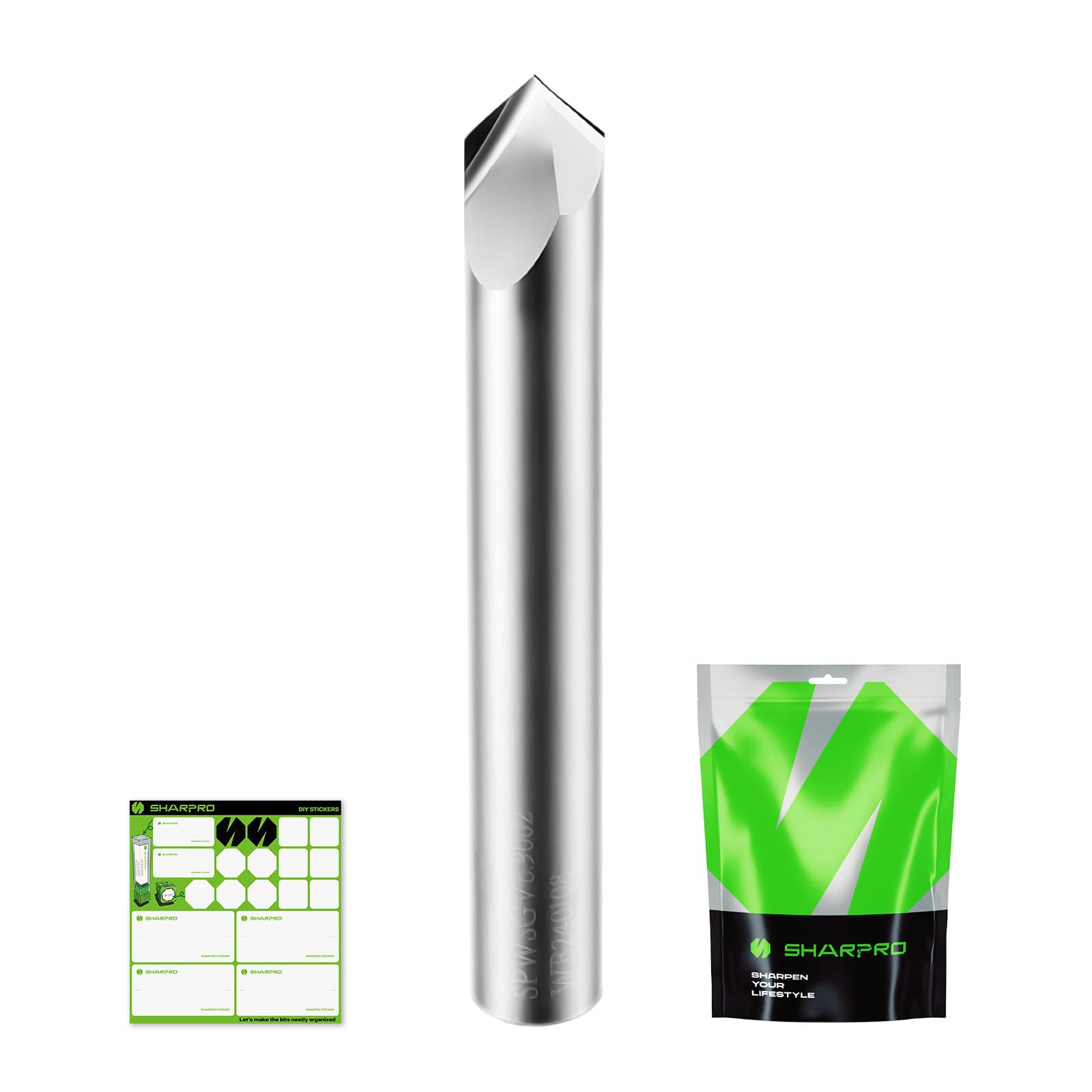 SHARPRO 90 Degree V Bit 1/4 Shank CNC, Engraving Bits for 2 Flute Groove Router bits on Wood, PVC, Plastic and Acrylic.