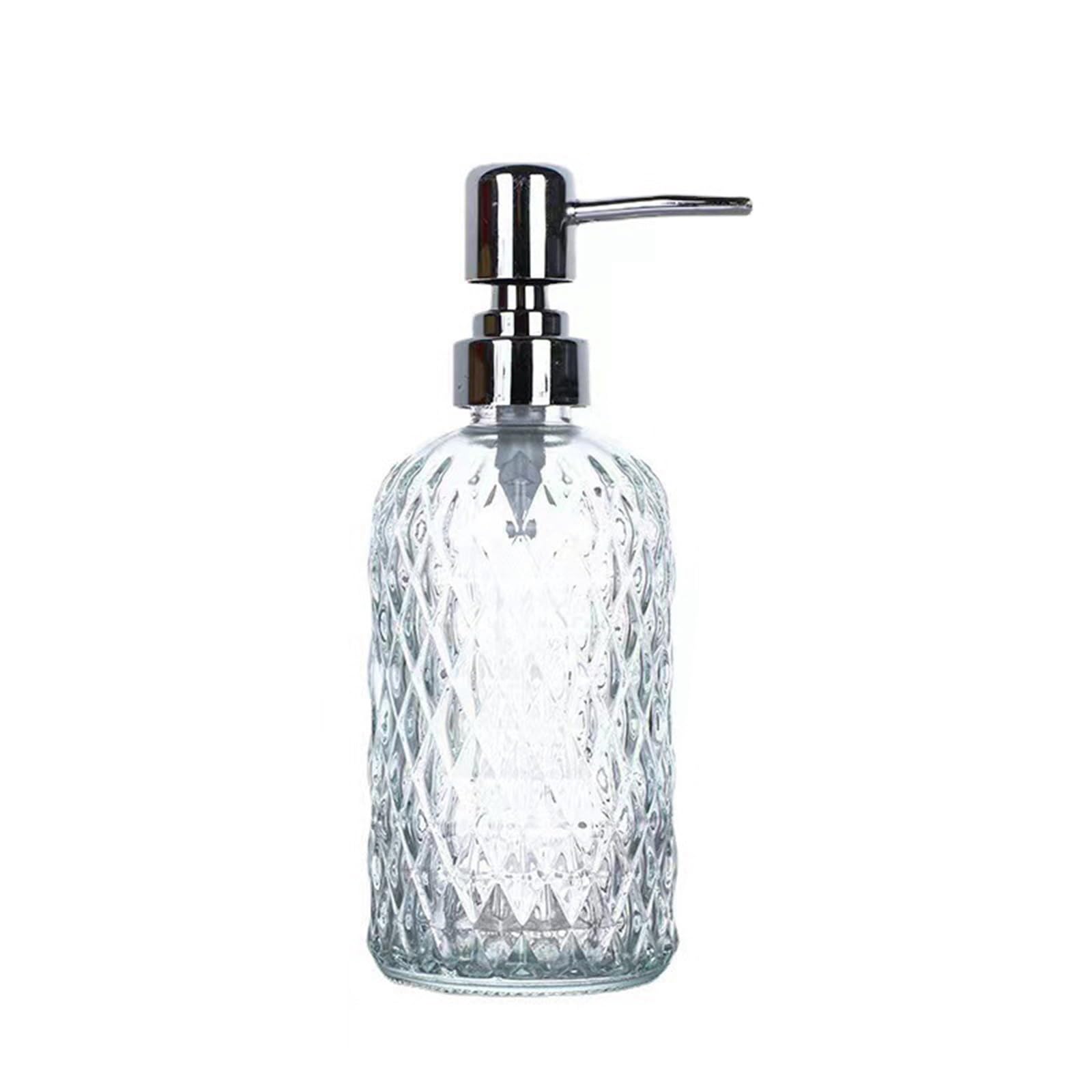 Home Glass Soap Dispenser With Stainless Steel Pump Bathroom Lotion Dispensing Bottle Shower Dispensers(Clear)
