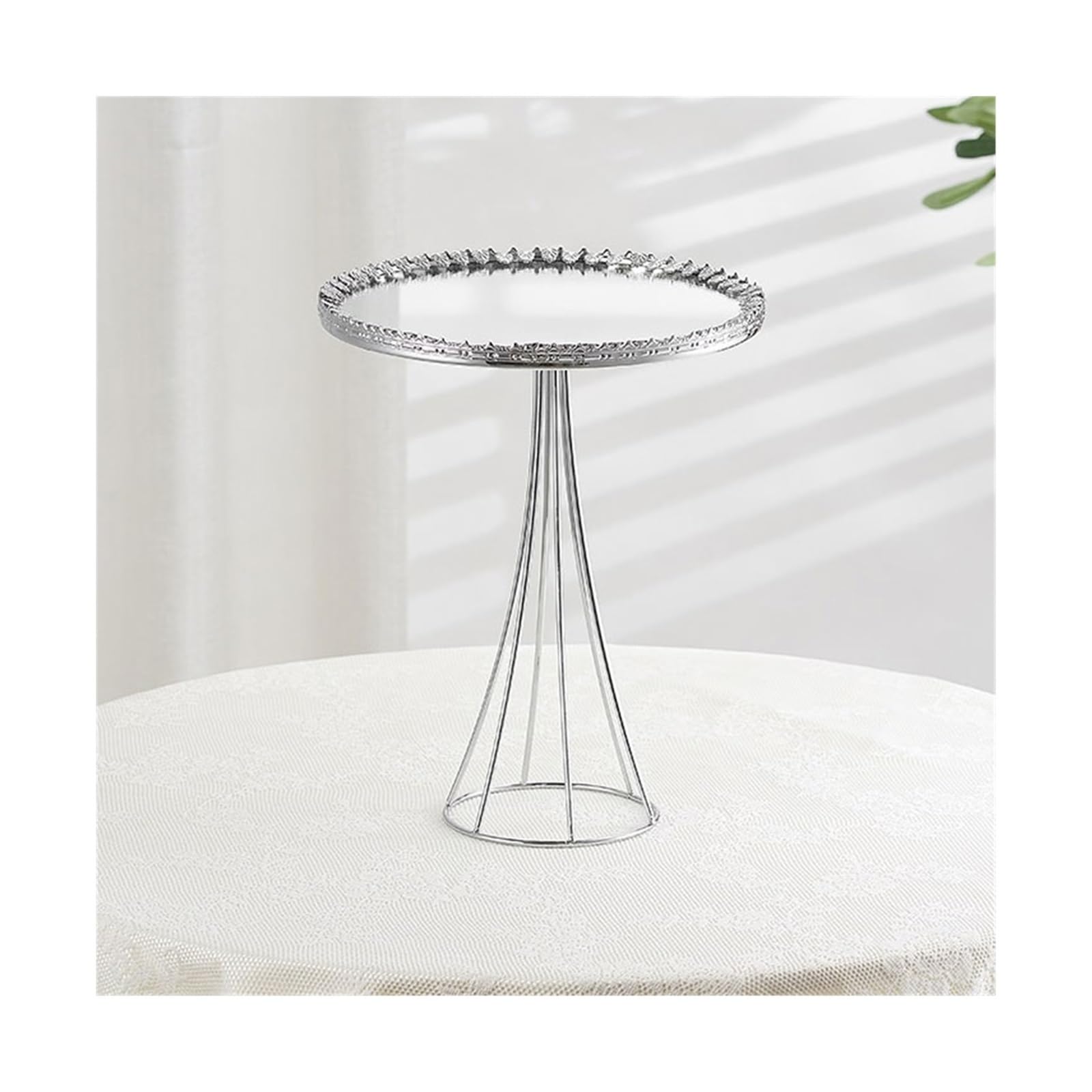 Estante para postres Estante for pasteles y postres, expositor de patas altas for dim sum, decoración for fiestas cumpleaños bodas(Silver,Medio)
