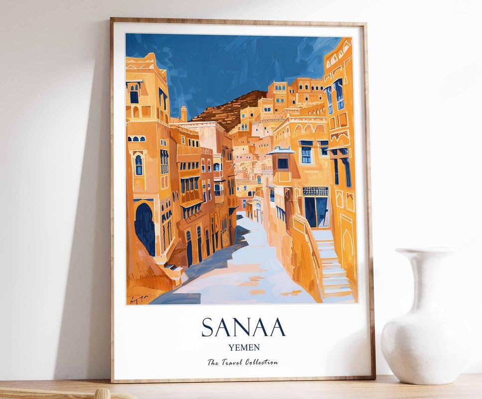 Poster Sanaa Moyen-Orient A0 grand format pour illuminer votre décoration murale islamique