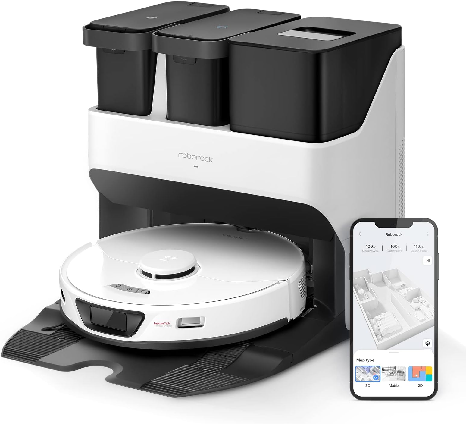 roborock S7 Max Ultra Robot Vacuum Cleaner with Auto Mop Washing/Auto Dust Emptying/Warm Air Drying/Auto Tank Refilling/Dock Self-cleaning Vacuum Cleaner(5500 Pa Active Obstacle Avoidance)
