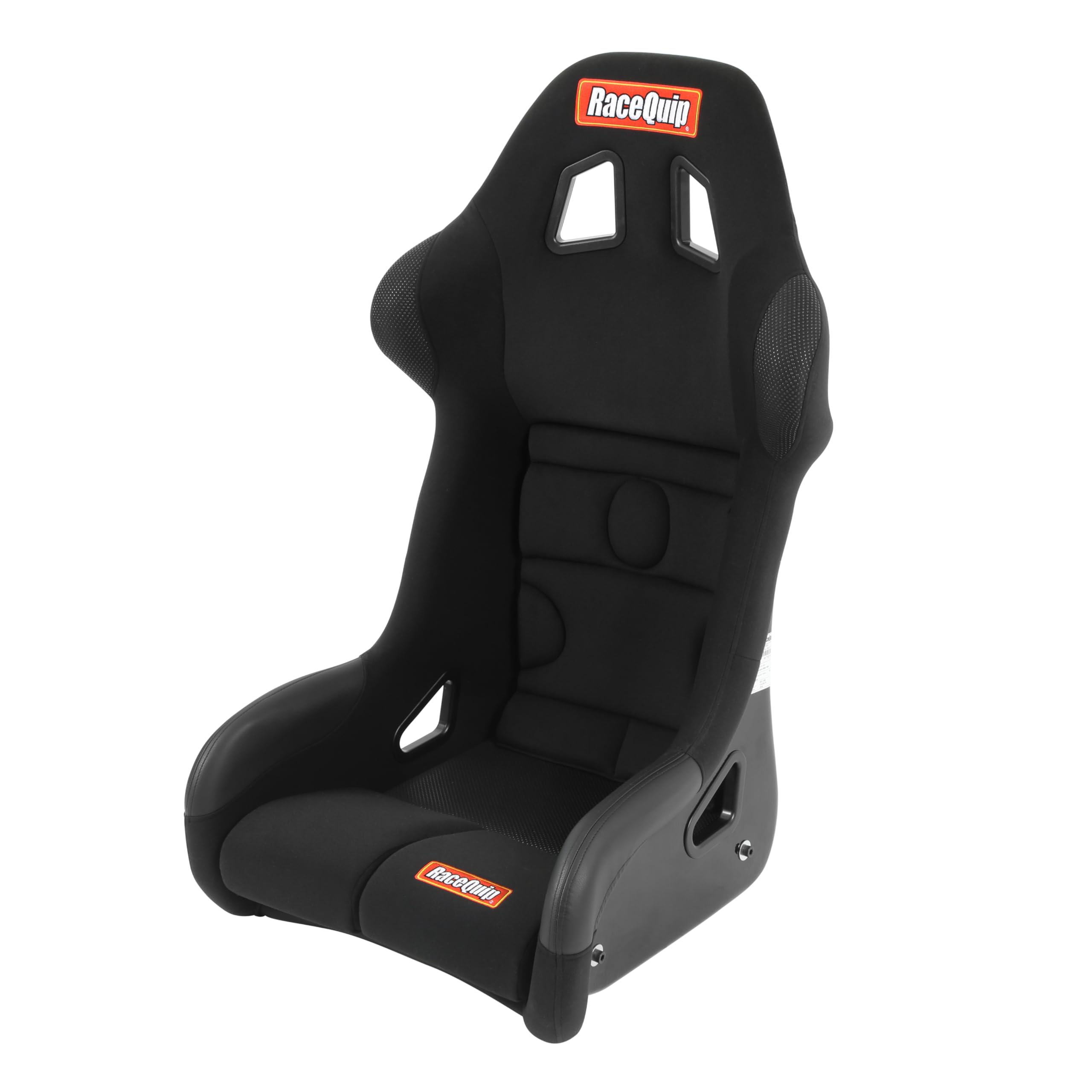 RaceQuip 96886689RQP Seat Non-Reclining FIA 17in Harness Openings Fiberglass Black Fabric