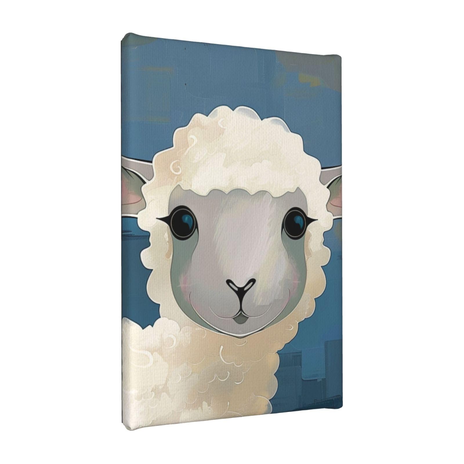 YKLJG Sheep art Printed Wall Art Canvas Painting 20x30 CM Wooden Framed Picture Painting Artwork Prints for Bedroom Kitchen Home Office Decor