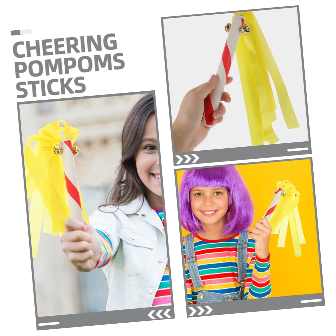 Mikikit 5sets Kindergarten Sticks Race Sticks for Cheerleading Pom Pom Decor Noise Maker 8pcs*5