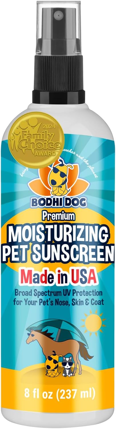 Bodhi Dog Sunscreen | Large 8oz SPF 30+ Moisturizing Pet Sunscreen | Safe for All Breeds of Dogs, Cats and Horses | Natural Skin Protection and Conditioner for Skin, Coat, Nose, and Ears | USA Made