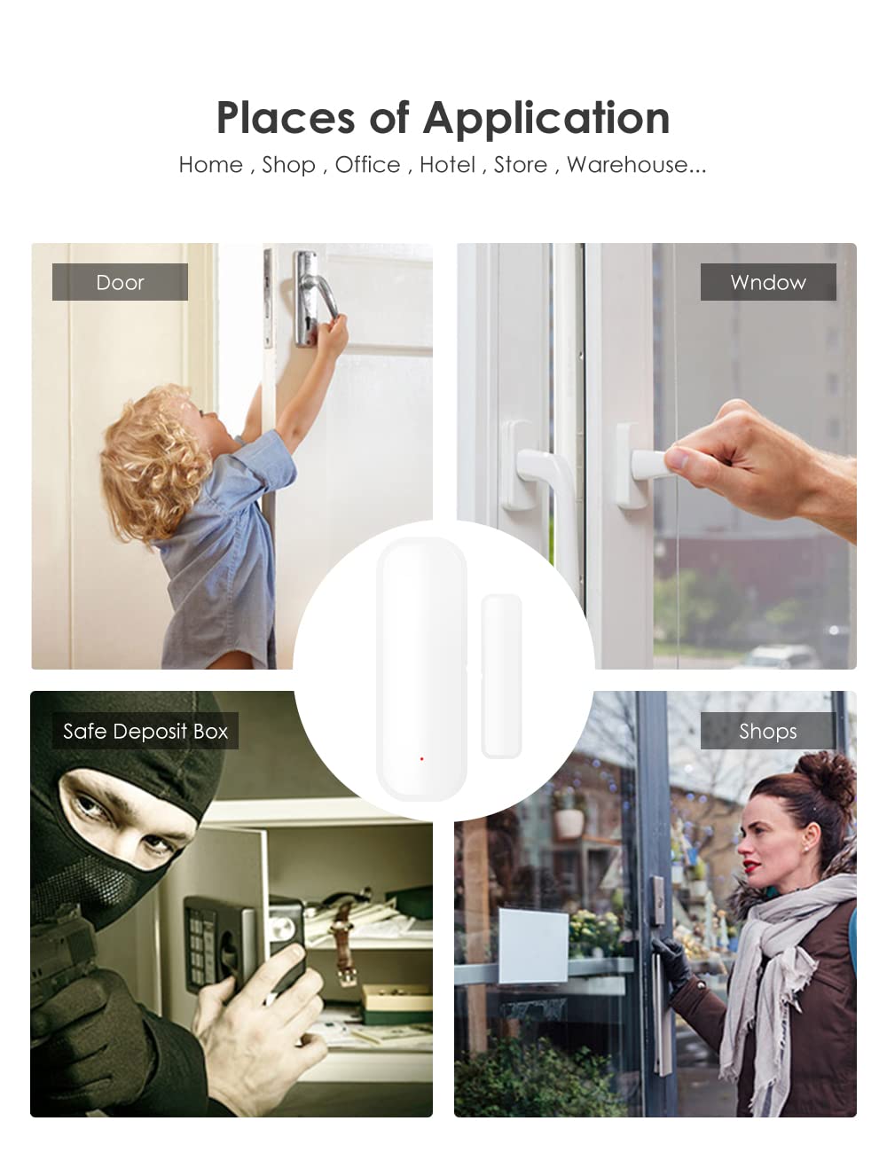 10xWiFi Smart Türsensor, Tür-Fenstersensor – für Tuya drahtloser Türfenster Sensor Alarm App Push Benachrichtigungen, kabelloser Fensterkontakt-Sensor für Heimsicherheit und Smart-Home-Automatisierung