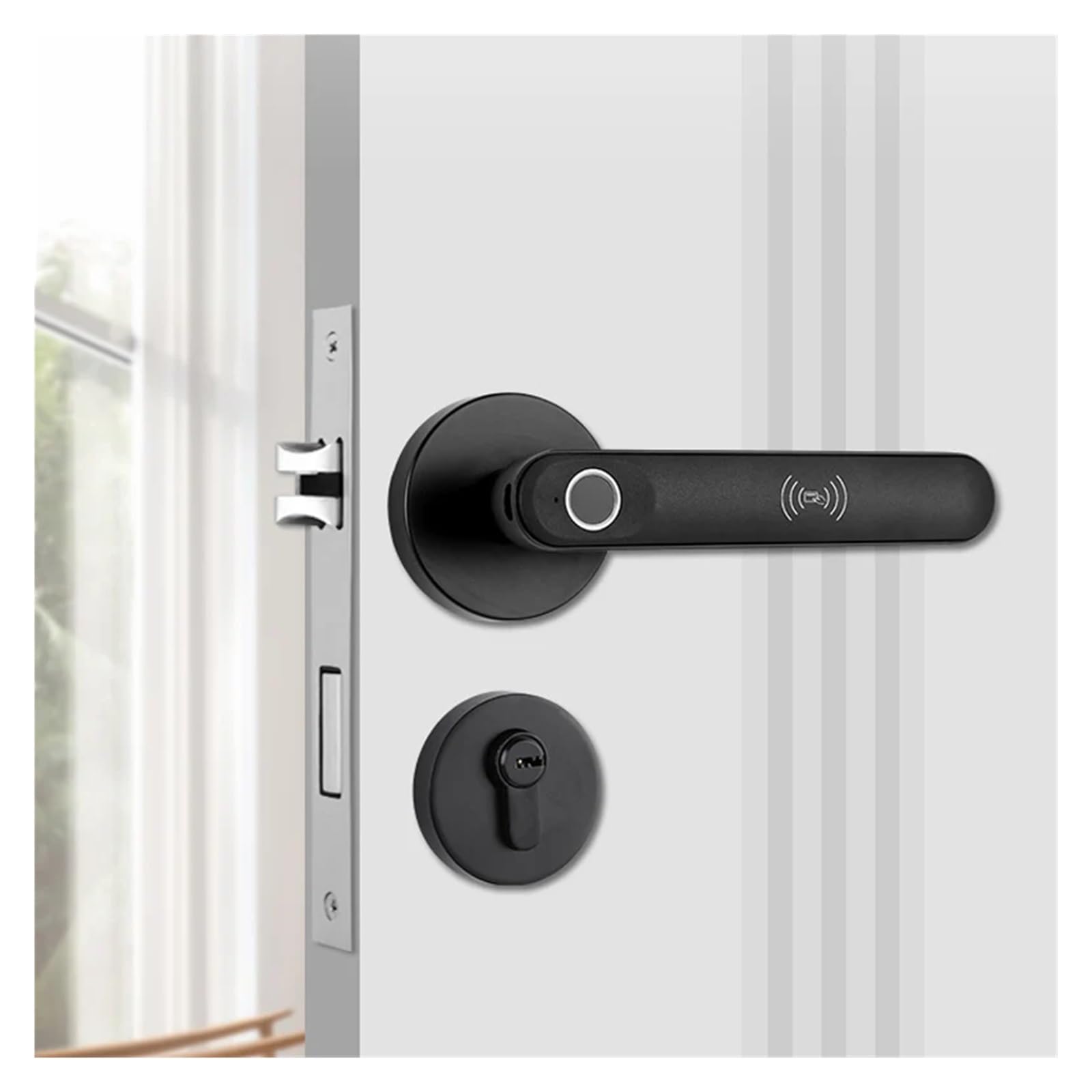 Serratura Elettronica Biometrica Tuya Serratura Intellinte Digitale Impronta Digitale Password Ingresso Manopole For Porta Serratura For Camera Da Letto Home Office(3400black witth gw)