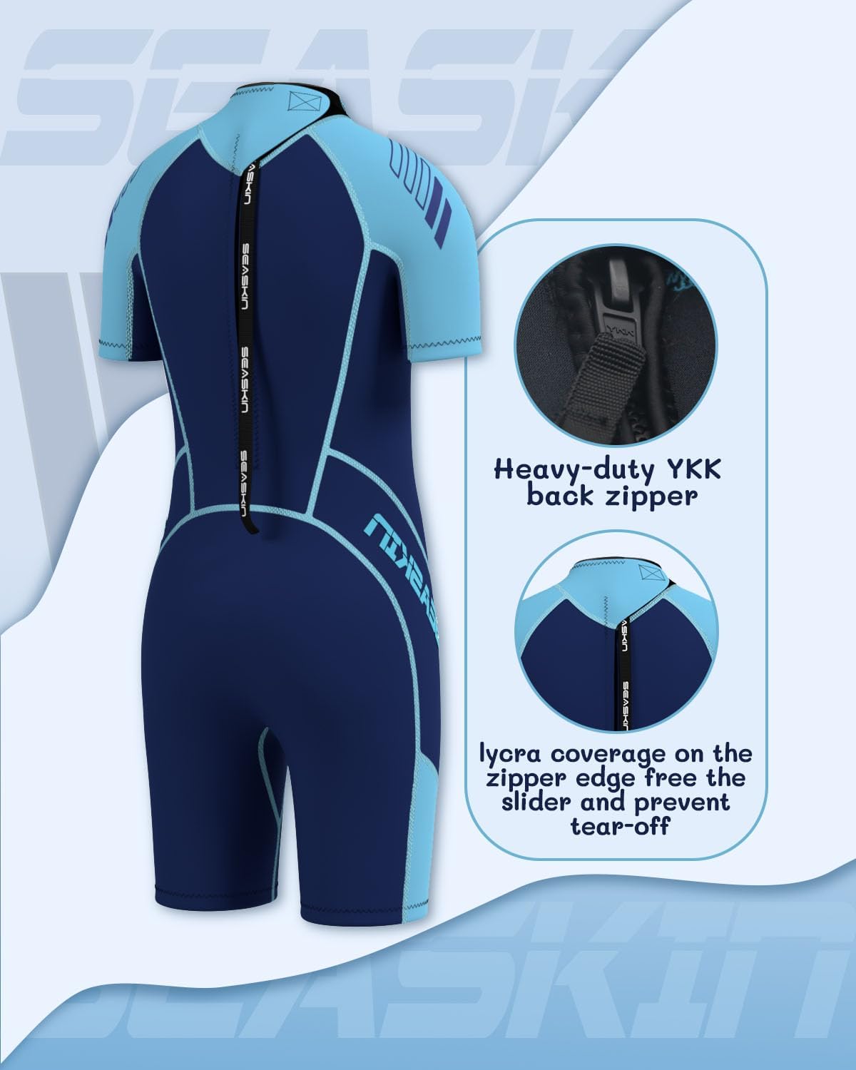 Seaskin Kids Wetsuit for Boys Girls Toddler 3mm Neoprene Wet Suits Back Zip Thermal Swimsuits for Swimming Diving Surfing - Image 4