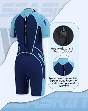 Seaskin Kids Wetsuit for Boys Girls Toddler 3mm Neoprene Wet Suits Back Zip Thermal Swimsuits for Swimming Diving Surfing