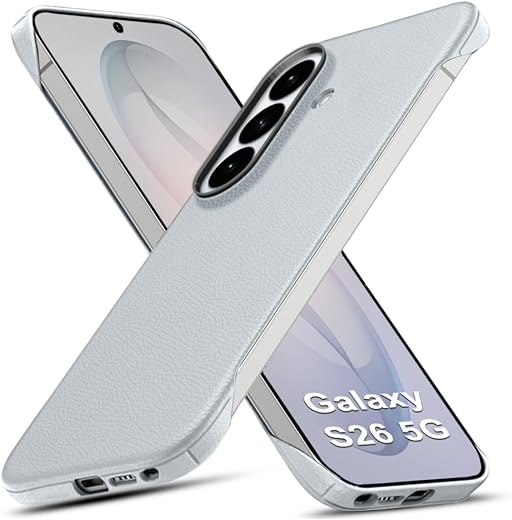 TheGiftKart for Samsung S26 Case, Slim Hard Back Cover, Leather Texture Finish, Metal Camera Ring, Lightweight Profile, Hy...