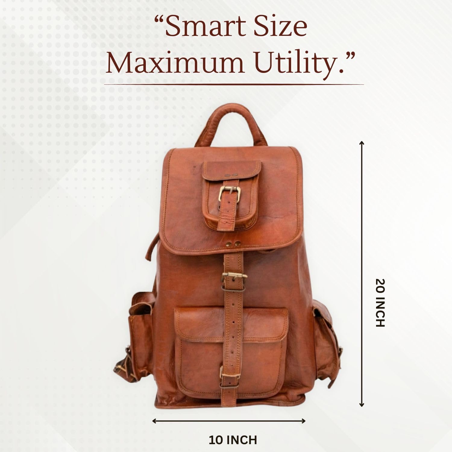 Shy Shy Let’s Touch The Sky Rustic Vintage Leather Backpack Travel Rucksack knapsack Daypack Bag for Men Women Brown - 20 inch