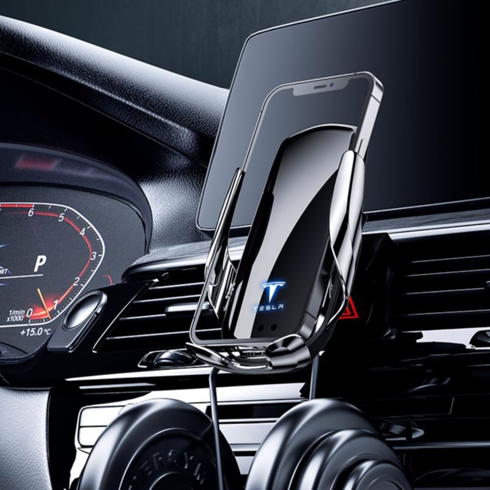 Soporte Móvil Coche,Soporte Móvil Coche para el Salpicadero Rejillas de Aire y Parabrisas para Tesla Model Y 2020 2021 2022 2023 2024.,A-Black