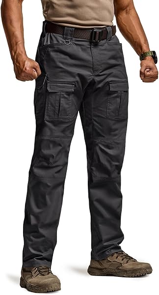 CQR Men's Flex Ripstop Tactical Pants, Water Resistant Stretch Cargo Pants, Lightweight EDC Hiking Work Pants - 1