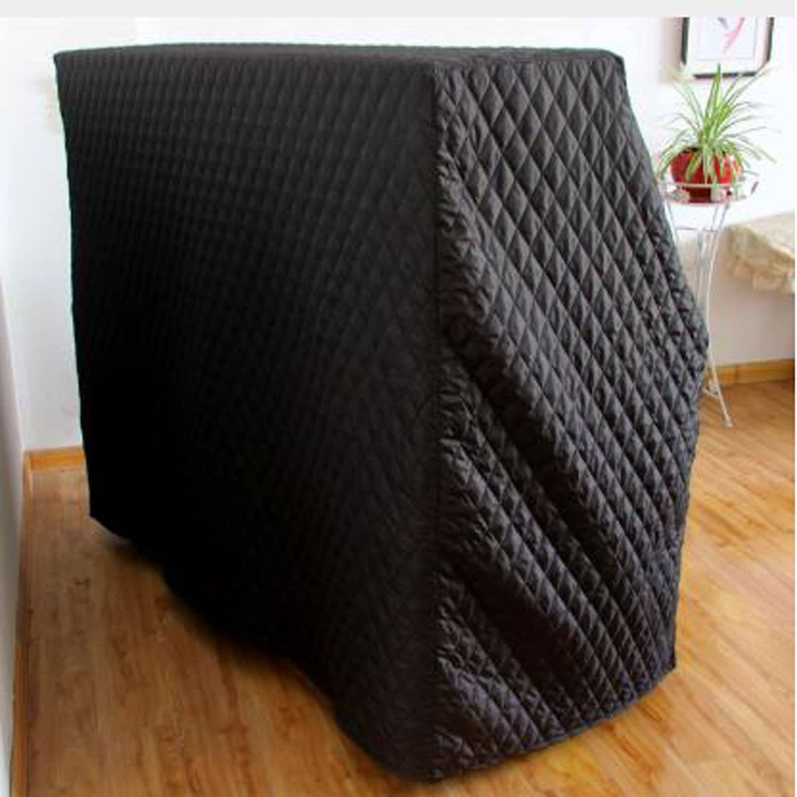Cutfouwe Vertikales Klavier Abdeckung, Volle Klavierabdeckung,Gesteppte Schwarze Nylon Verdicken Wasserbeständige Klavierzubehör Dekoration(Schwarz),153x33x120cm