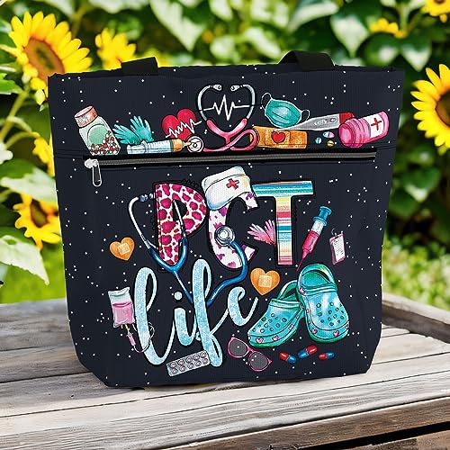Image of 84hoods Large Waterproof Tote Bag with Pockets and Zipper for Work. Gift for Nurse. Shoulder Bag for Women.